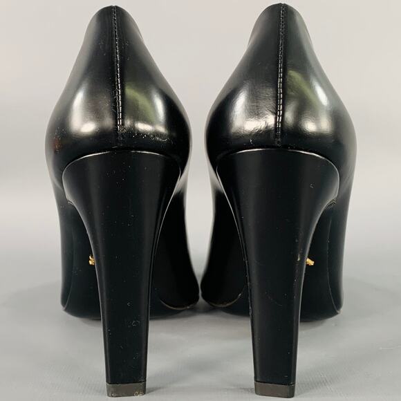PRADA Size 7 Black Leather Pointed Toe Pumps - Picture 3 of 9